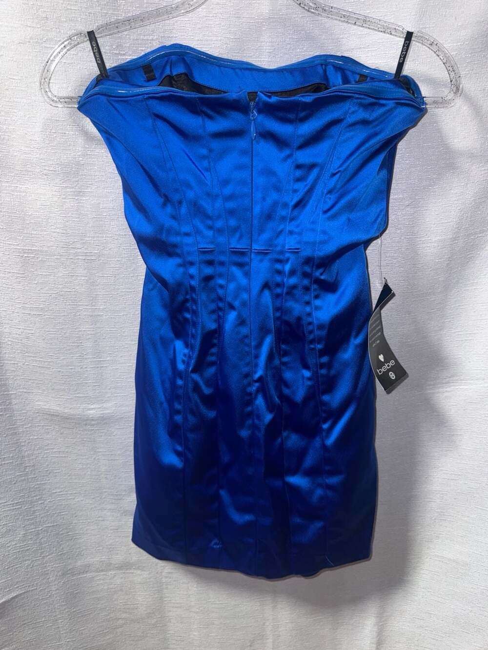 bebe Women's Strapless Satin Corset Mini Dress in Electric Royal Blue - Picture 2 of 3